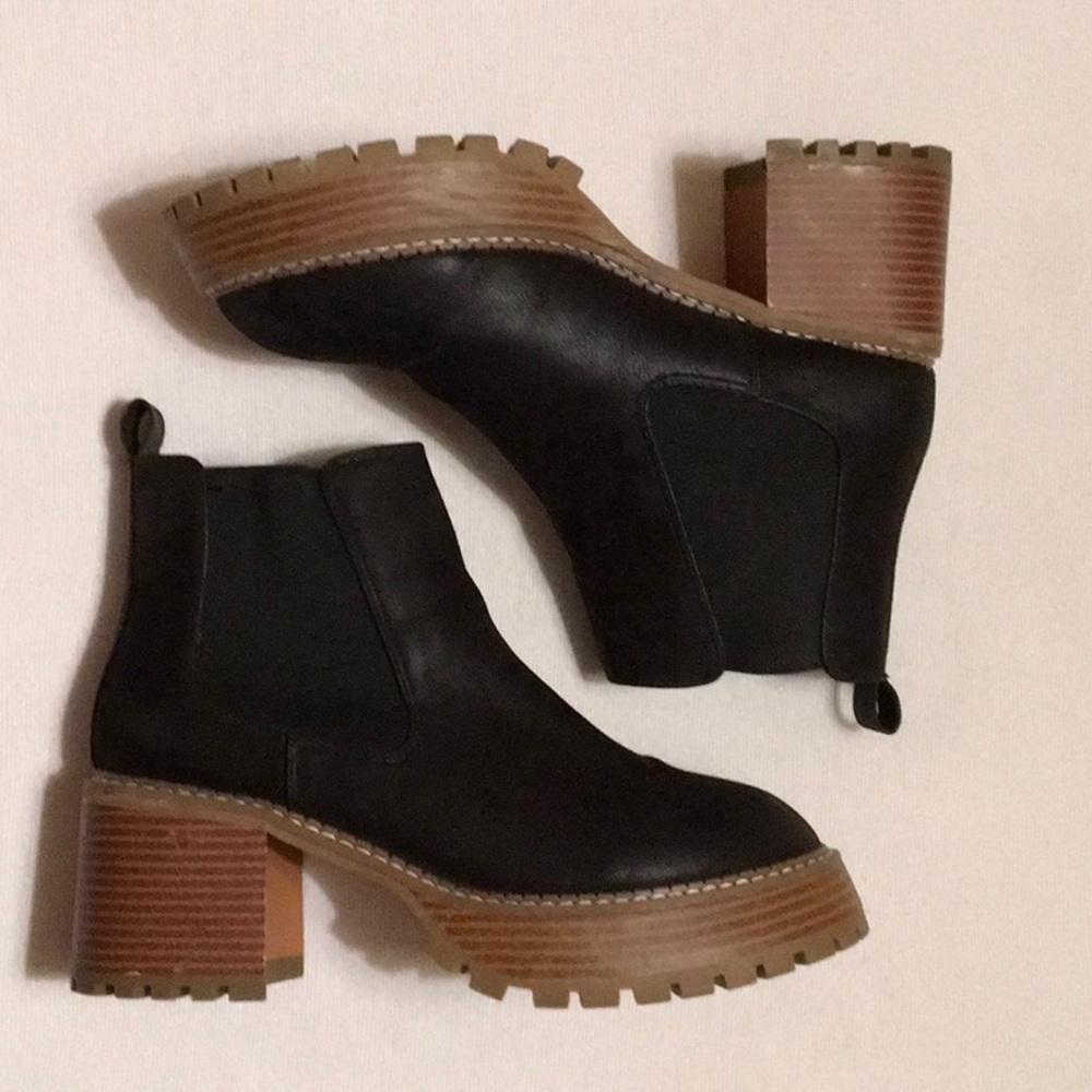 MIA Black Ankle Boots with Brown Sole